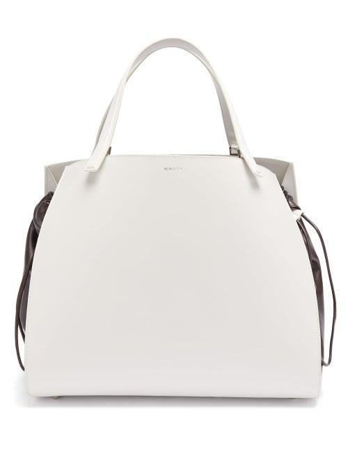 Matchesfashion.com Jil Sander - Drawstring Insert Leather Handbag - Womens - White Multi