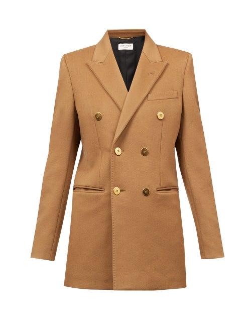 Matchesfashion.com Saint Laurent - Double-breasted Cashmere-flannel Jacket - Womens - Camel