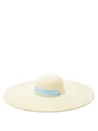 Matchesfashion.com Avenue The Label - Greta Ribbon-trimmed Straw Hat - Womens - Blue