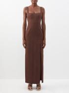 Staud - Portrait Square-neck Moir Dress - Womens - Brown