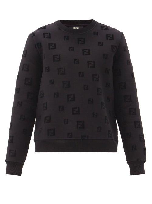 Matchesfashion.com Fendi - Ff-flocked Cotton-blend Jersey Sweatshirt - Mens - Black