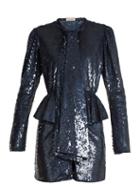 Matchesfashion.com Attico - Luna Peplum Waist Sequin Embellished Mini Dress - Womens - Blue Multi
