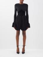 Paco Rabanne - Velvet-panel Satin And Crepe Mini Dress - Womens - Black