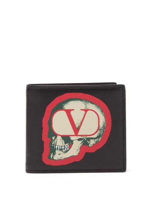 Matchesfashion.com Valentino - X Undercover Skull Print Leather Bifold Wallet - Mens - Black