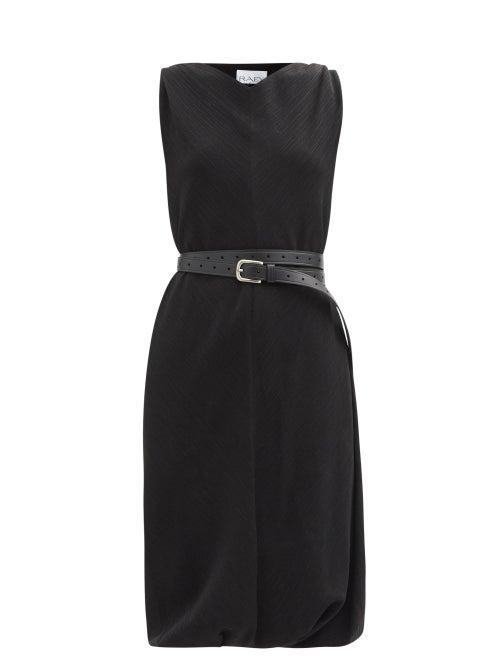 Matchesfashion.com Raey - Belted Crinkled-silk Shift Dress - Womens - Black