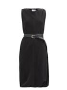 Matchesfashion.com Raey - Belted Crinkled-silk Shift Dress - Womens - Black