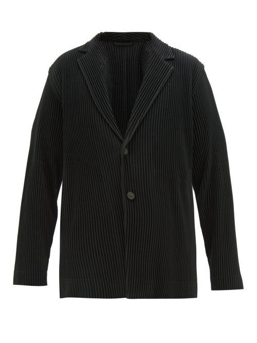 Matchesfashion.com Homme Plisse Issey Miyake - Single Breasted Pleated Blazer - Mens - Black