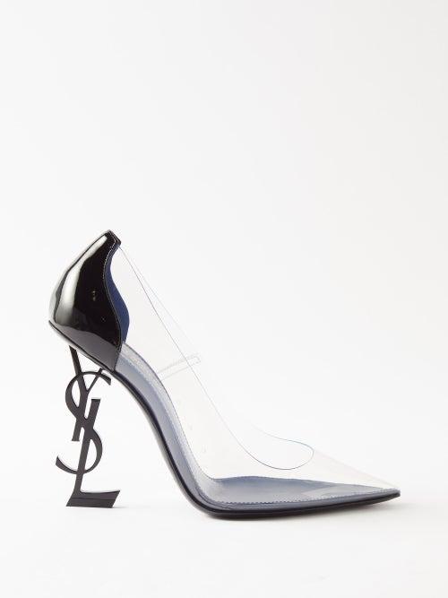 Saint Laurent - Opyum Ysl-heel Leather And Pvc Pumps - Womens - Black