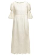 Matchesfashion.com Thierry Colson - Tita Lace Insert Cotton Blend Dress - Womens - White
