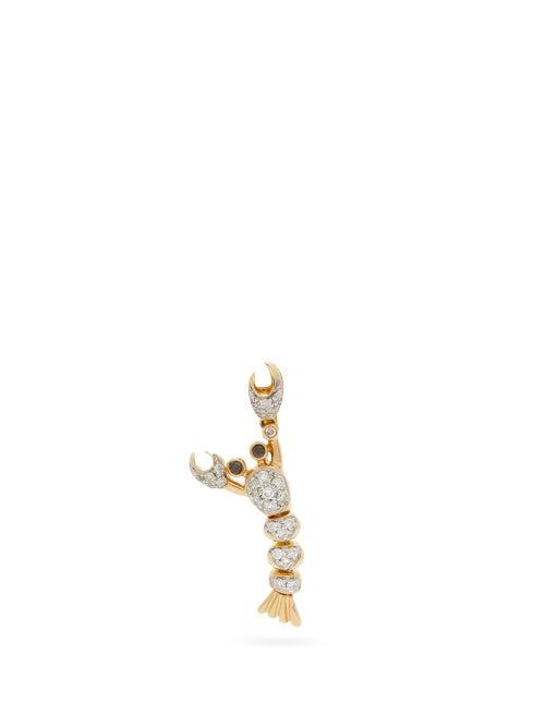 Matchesfashion.com Yvonne Leon - Lobster Diamond & Gold Single Earring - Womens - Yellow Gold
