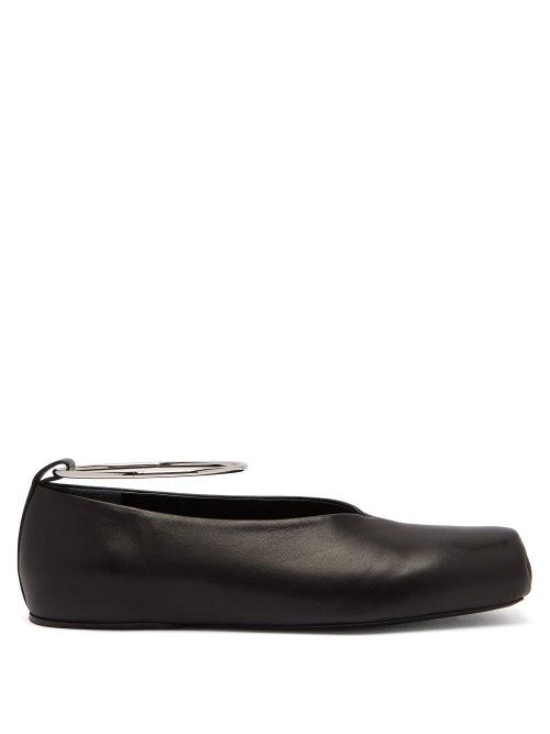 Matchesfashion.com Jil Sander - Squared Leather Ballet Flats - Womens - Black