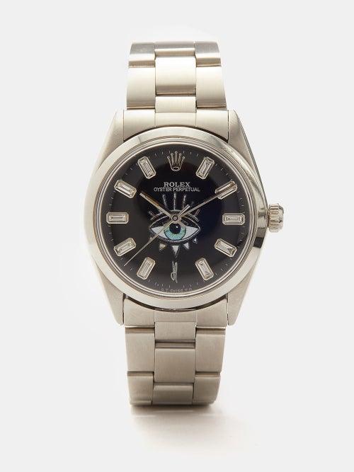 Jacquie Aiche - Vintage Rolex Oyster 34mm Diamond & Steel Watch - Mens - Silver Black