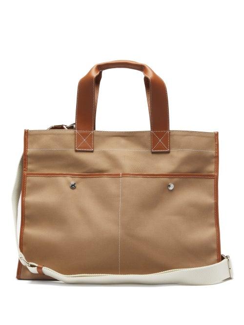 Matchesfashion.com Rue De Verneuil - Reporter Xl Leather-trim Gabardine Tote Bag - Womens - Beige