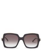 Matchesfashion.com Cartier Eyewear - Panthre Oversized Acetate Sunglasses - Womens - Black