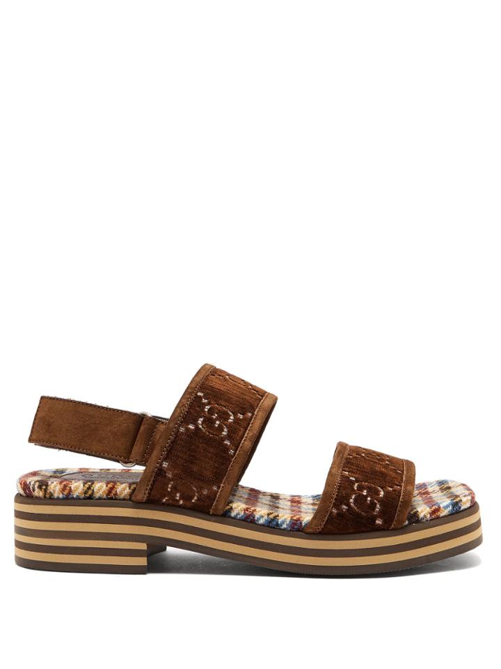 Gucci Gg Supreme Stacked-sole Suede Sandals