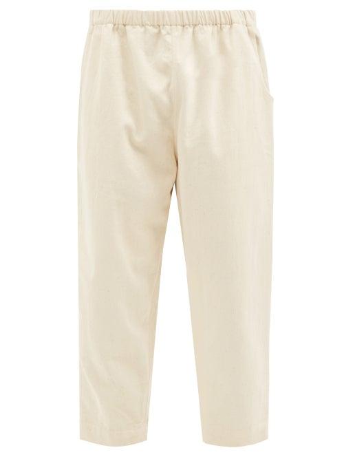 11.11 / Eleven Eleven - Elasticated-waist Denim Cropped Trousers - Mens - Cream