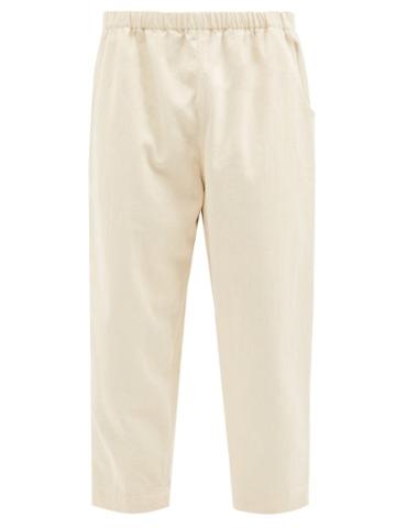11.11 / Eleven Eleven - Elasticated-waist Denim Cropped Trousers - Mens - Cream