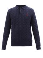 Polo Ralph Lauren - Logo-embroidered Cabled-cotton Polo Sweater - Mens - Navy