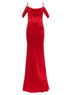 Matchesfashion.com Rat & Boa - Florentina Cowl Neck Floral Jacquard Maxi Dress - Womens - Red