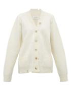 Matchesfashion.com Maison Margiela - Distressed Wool Cardigan - Womens - Ivory