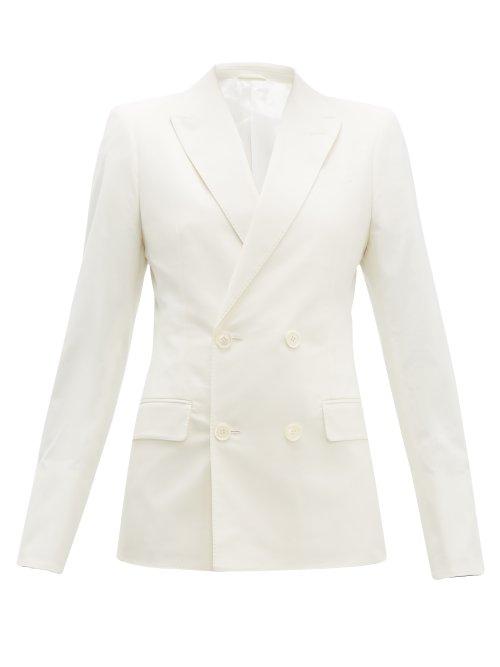 Matchesfashion.com Connolly - Double Breasted Cotton Blend Blazer - Womens - Cream