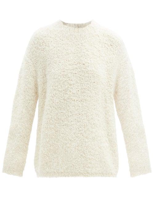 Matchesfashion.com Lauren Manoogian - Curved-sleeve Alpaca And Wool-blend Boucle Sweater - Womens - White