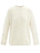 Matchesfashion.com Lauren Manoogian - Curved-sleeve Alpaca And Wool-blend Boucle Sweater - Womens - White