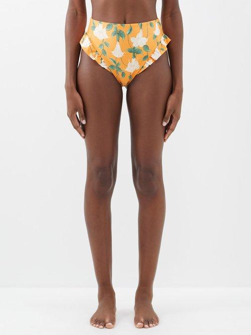 Agua By Agua Bendita - Jengibre High-rise Recycled-fibre Bikini Briefs - Womens - Orange Print