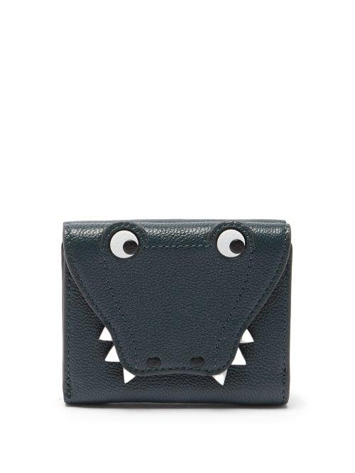 Anya Hindmarch - Crocodile Mini Tri-fold Leather Wallet - Womens - Dark Green