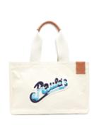 Matchesfashion.com Loewe Paula's Ibiza - Beach Cabas Beaded-logo Canvas Tote Bag - Womens - Cream Multi