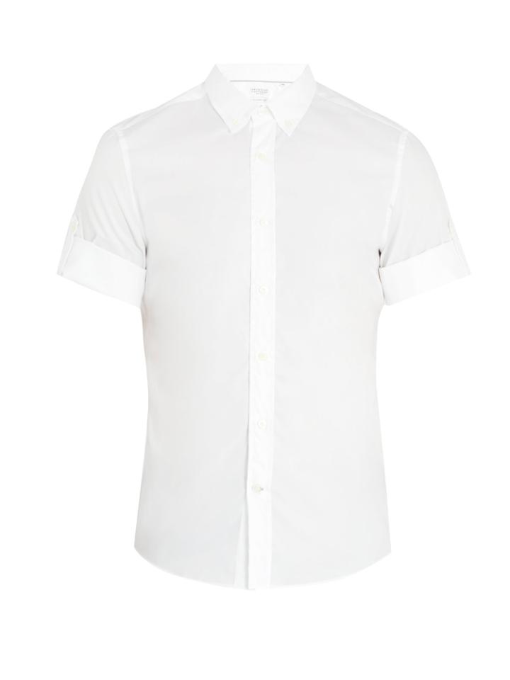 Brunello Cucinelli Point-collar Short-sleeved Cotton Shirt