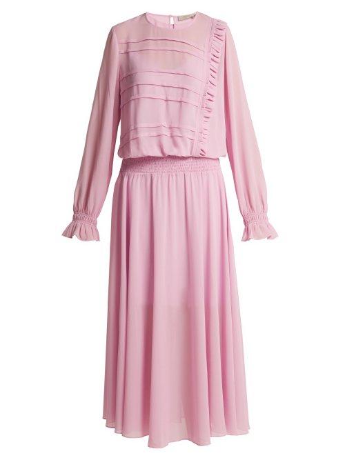 Matchesfashion.com Preen Line - Salome Drop Waist Silk Georgette Dress - Womens - Pink