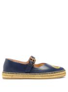 Gucci - Gg Leather Espadrilles - Womens - Navy