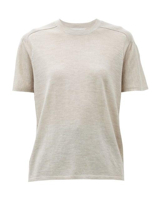 Matchesfashion.com Gabriela Hearst - Bravo Ribbed-shoulder Cashmere-blend Knit Top - Womens - Beige