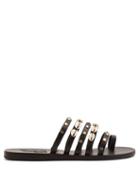 Matchesfashion.com Ancient Greek Sandals - Niki Shell Embellished Leather Sandals - Womens - Black Multi
