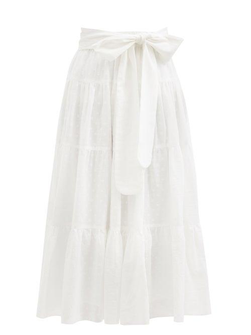Loup Charmant - Demeter Tiered Dotted Organic Cotton Midi Skirt - Womens - White