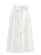 Loup Charmant - Demeter Tiered Dotted Organic Cotton Midi Skirt - Womens - White