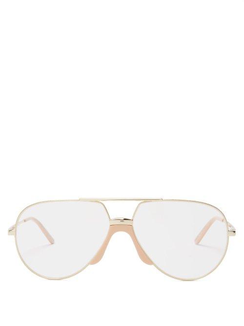 Matchesfashion.com Gucci - Aviator Frame Metal Glasses - Mens - Gold