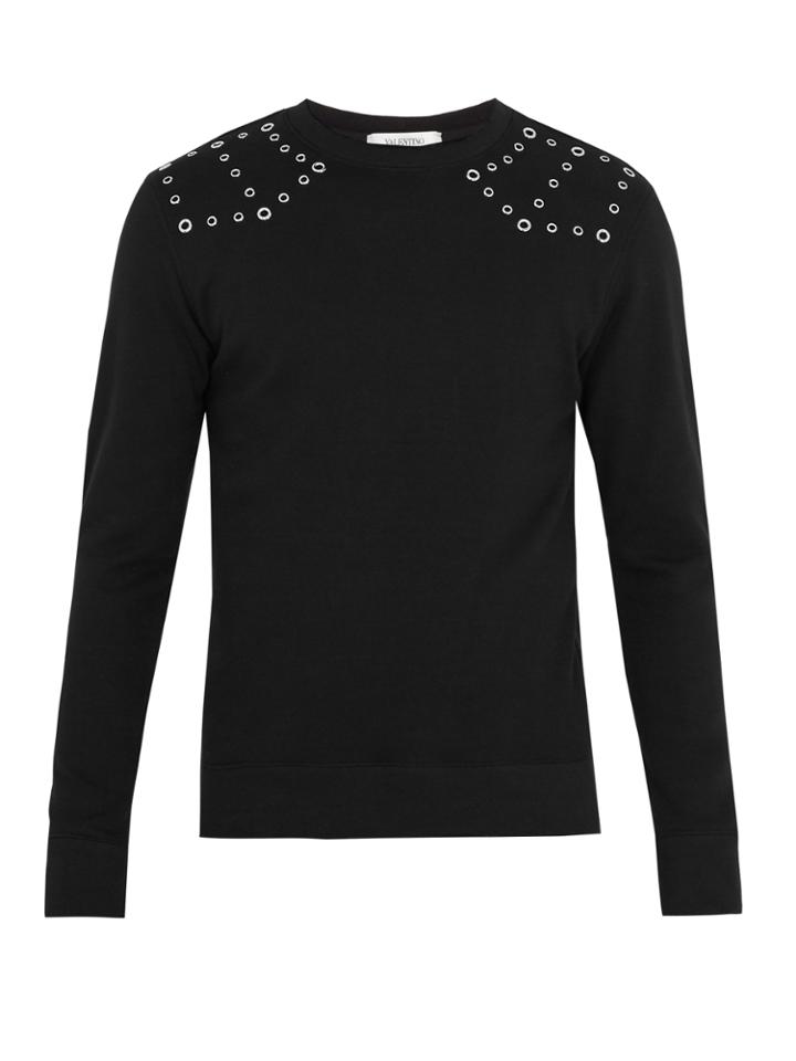 Valentino Eyelet-embellished Cotton-blend Sweatshirt