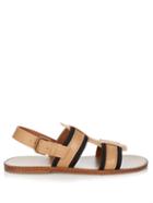 Tomas Maier Contrast Leather And Canvas Sandals