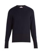 Matchesfashion.com Thom Browne - Crew Neck Cable Knit Sweater - Mens - Navy
