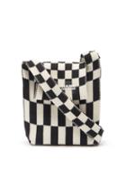 Lastframe - Mini Ichimatsu-check Ribbed-knit Cross-body Bag - Womens - Black White