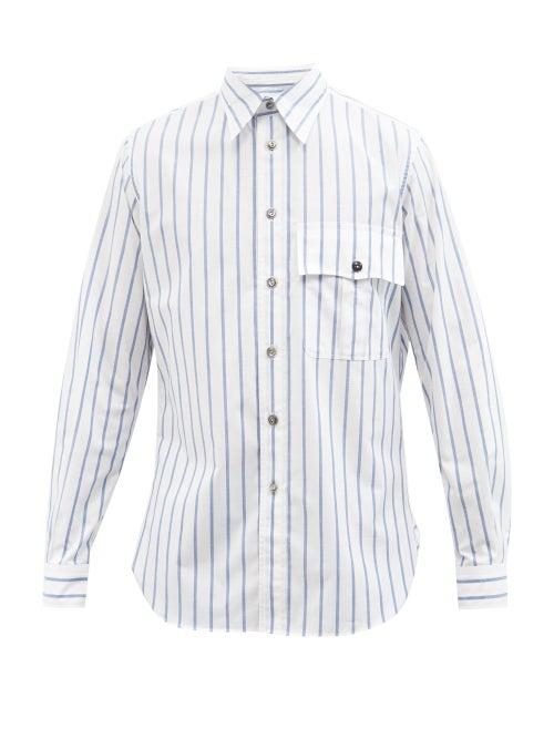 L.e.j - Striped Cotton-chambray Shirt - Mens - Blue Stripe