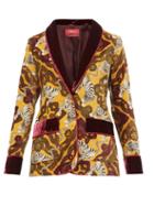 Matchesfashion.com F.r.s - For Restless Sleepers - Kakia Tiger Print Velvet Jacket - Womens - Yellow Multi