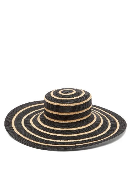Matchesfashion.com Maison Michel - Ursula Striped Straw Hat - Womens - Black White