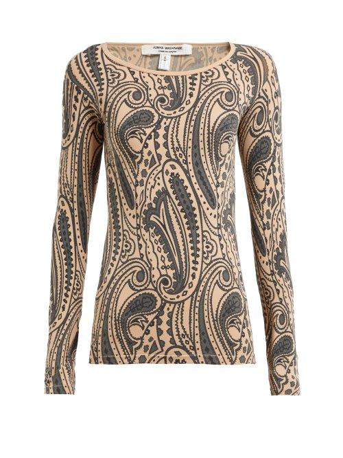 Matchesfashion.com Junya Watanabe - Paisley Print Stretch Jersey Top - Womens - Beige Multi