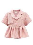 Kika Vargas - Angela Peplum-hem Silk-blend Taffeta Top - Womens - Pink