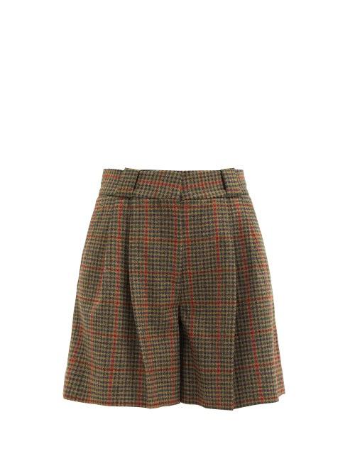 Matchesfashion.com Blaz Milano - Drum Beat Checked Wool-twill Suit Shorts - Womens - Green Multi