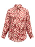 Matchesfashion.com Muzungu Sisters - Fern Mushroom Print Silk Faille Shirt - Womens - Red Multi