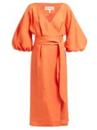 Matchesfashion.com Mara Hoffman - Francesca Wrap Hemp Midi Dress - Womens - Orange